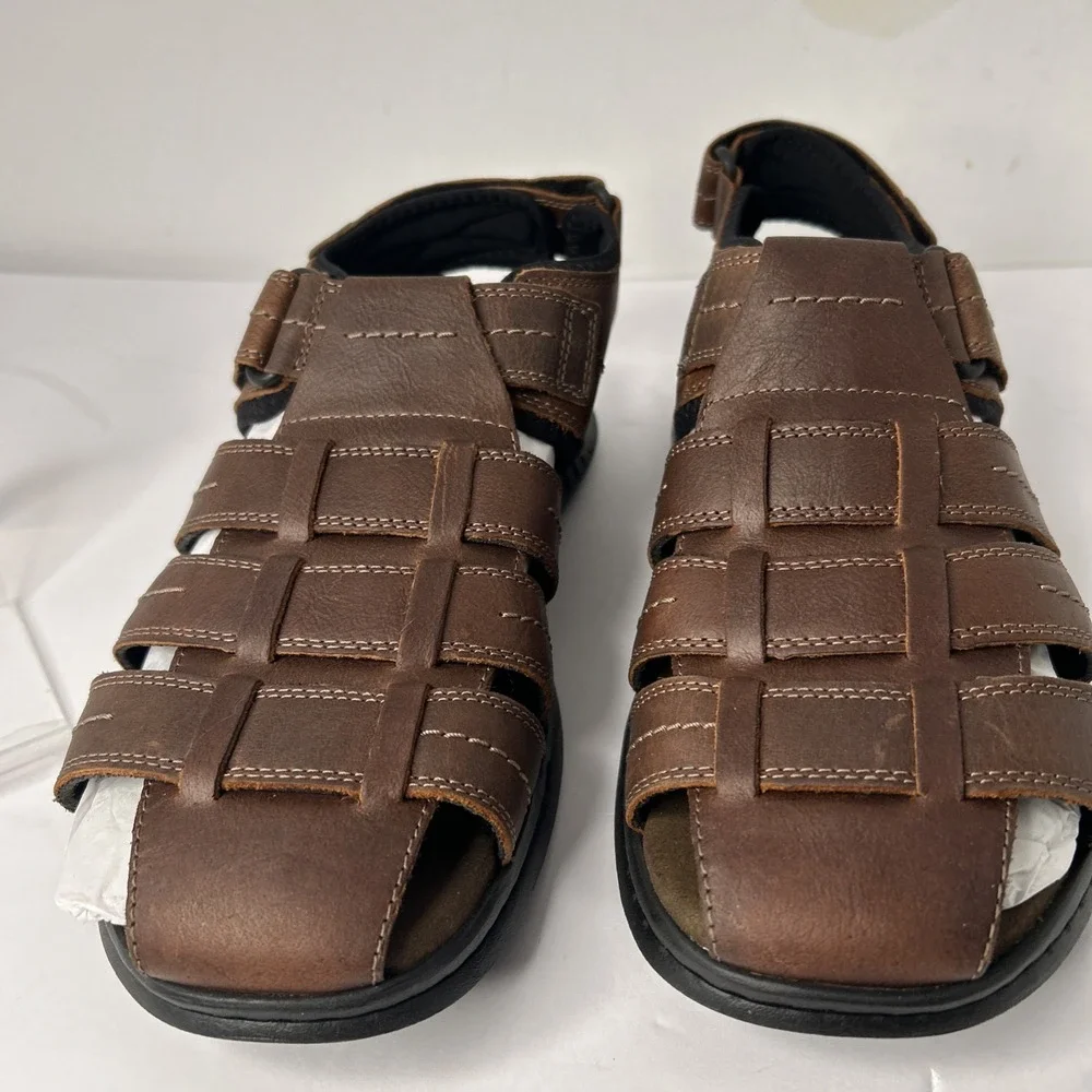 Mens Clarks Walkford Fisherman Sandal - Brown Leather, Size 10.5 US 261717947095